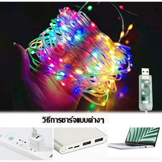 AT.MALL ไฟประดับ ตกแต่ง ไฟกระพริบ LED RGB ยาว 10 เมตร มีแอปพลิเคชั่น+รีโมทคอนโทรล พร้อมส่งไว กระพริบตามเสียงเพลง แบบUSB.