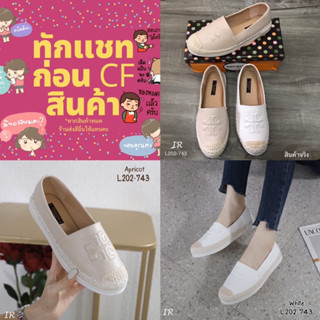 รองเท้า slip on  หนังPUนิ่มทรงสวยปั๊มลายนูน T0ry พื้นนิ่ม     L202-743