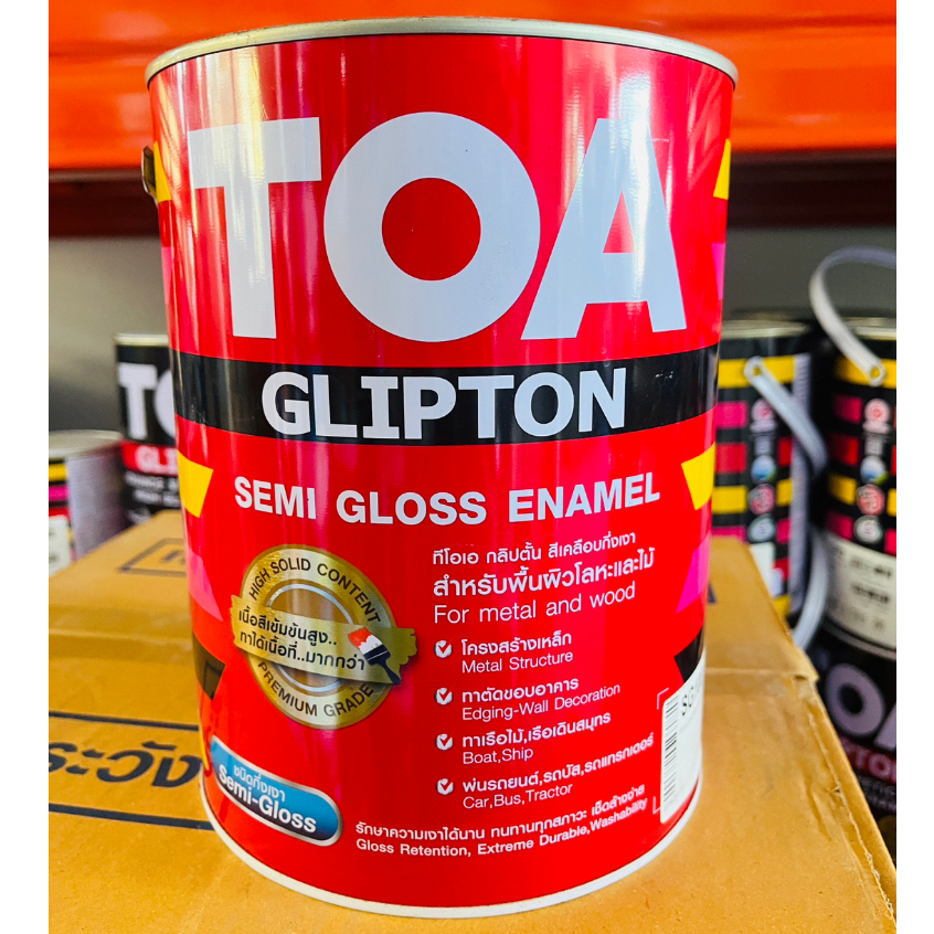 TOA สีน้ำมันกึ่งเงา SG100ขาวกึ่งเงา SG800ดำกึ่งเงา TOA กลิปตั้น สีเคลือบกึ่งเงา 1กล / (3.785ลิตร)