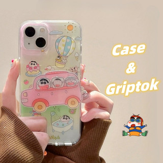 🔥จัดส่ง24ชม🔥iPhone11 12 13 14 Pro max case for เคสไอโฟน11 บางเบาพกพาง่าย น่ารัก รถ เครยอนชินจัง ขาตั้งมือถือ แฟชั่น Case