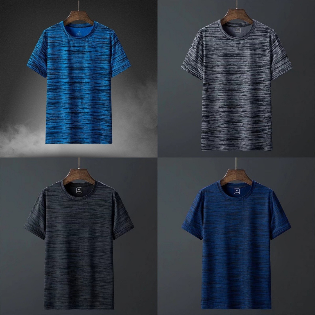 เสื้อยืดลำลอง แขนสั้น ผ้าโพลี ลายริ้ว ผ้านิ่ม ใส่สบาย TT83