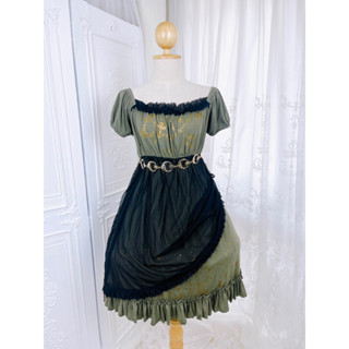 🐾🐾 Classical Time ♥ Punk Lolita Dress『OP』by PUTUMAYO ʕ•ᴥ•ʔ Color : Green / Gold  🐾🐾