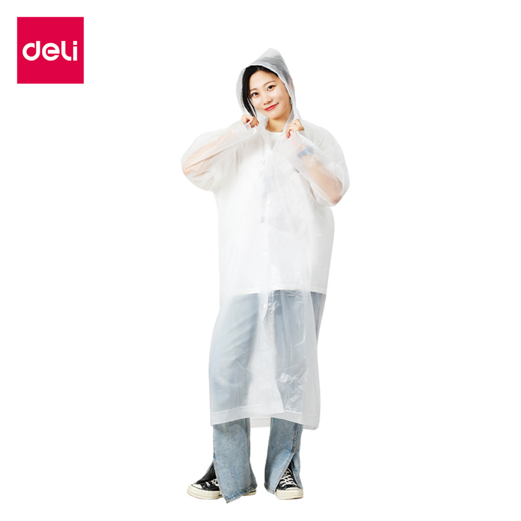 Deli เสื้อคลุมกันฝน เสื้อกันฝนผู้ใหญ่ ชุดกันฝนแฟชั่น ชุดคลุมกันฝน EVA แบบกระดุมหน้า น้ำหนักเบา ผ้าหนา ใส่สบาย Raincoat