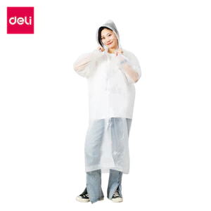 Deli เสื้อคลุมกันฝน เสื้อกันฝนผู้ใหญ่ ชุดกันฝนแฟชั่น ชุดคลุมกันฝน EVA แบบกระดุมหน้า น้ำหนักเบา ผ้าหนา ใส่สบาย Raincoat