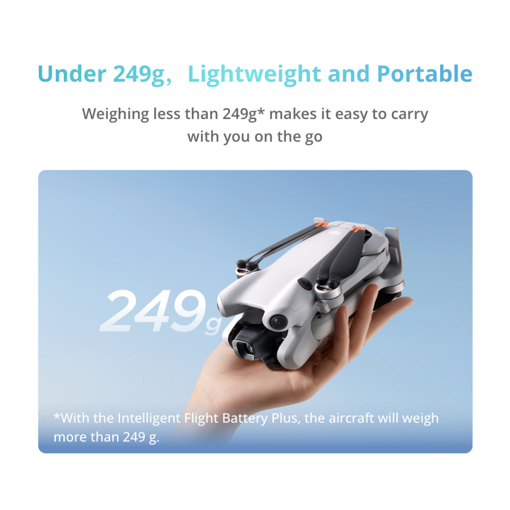 DJI Mini 4 Pro - Camera Drone | โดรนขนาดมินิ | 1/1.3" 4K/60fps HDR | น้ำหนัก 249g | ฟังก์ชั่นครบครัน บินง่าย น้ำหนักเบา