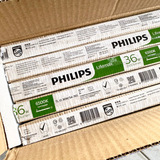 [ยกกล่อง25หลอด] หลอดนีออนยาว หลอดฟลูออเรสเซนต์ Neon Fluorescent ยาว Philips 36W 6500K