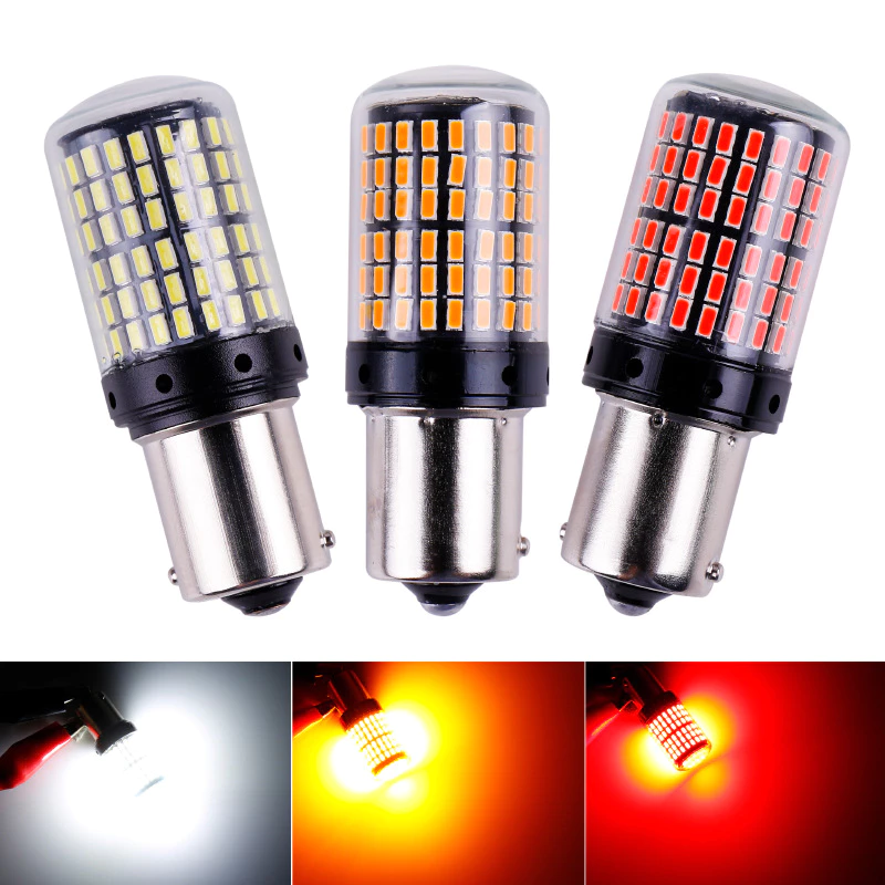 หลอดไฟเลี้ยว /ถอย /เบรค LED 144SMD (1คู่) ขั้วเขี้ยว/เสียบ 1156 1157 T20 7440 7443 เลือกขั้วได้ 12V