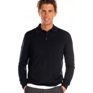 Superdry Edit Merino Mens Long Sleeve Polo Shirt เสื้อโปโลเชิ้ต แขนยาว ฟายน์ มาริโน ซูปเปอร์ดราย