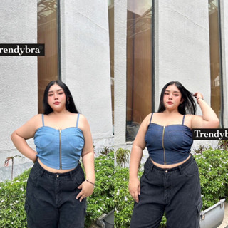 สายเดี่ยว ซิปหน้า ผ้ายีนส์แท้ เก๋มาก เฟียสสุดๆ เสื้อผ้าสาวอวบอ้วน พลัสไซส์ ไซส์ใหญ่