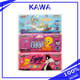 Tendre Facial Tissue กระดาษเช็กหน้า เทนเดอร์ 200แผ่น + 25แผ่น หนา 2 ชั้น Pack3ชิ้น  kawaofficialth