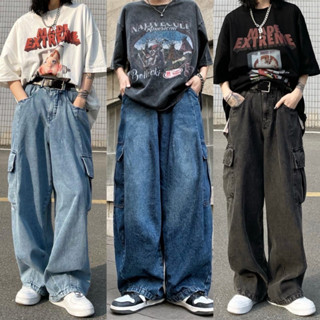 เกงยีนส์คาร์โก้ ทรงกระบอกกลาง มี5สี สีฟ้าอ่อน สียีนส์เข้ม สี…