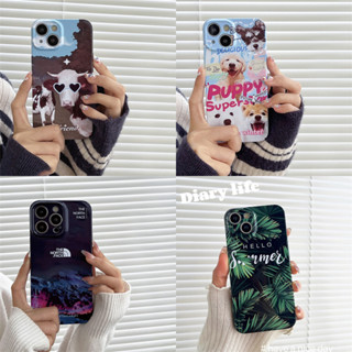 🔥24 ชั่วโมงส่ง🔥ใบเขียว แฟชั่น เคสไอโฟน 14Pro max ลูกสุนัข dog เคส for iPhone 14 13 12 11 13Pro max 12Pro case เปลือกแข็ง