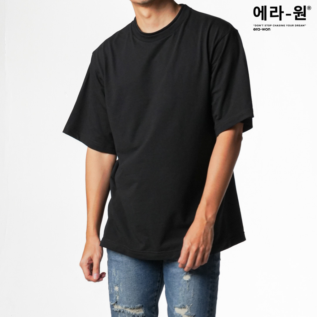 era-won เสื้อยืดโอเวอร์ไซส์ทำความสะอาดตัวเองได้ Oversize Anti-bac T-Shirt สี Black