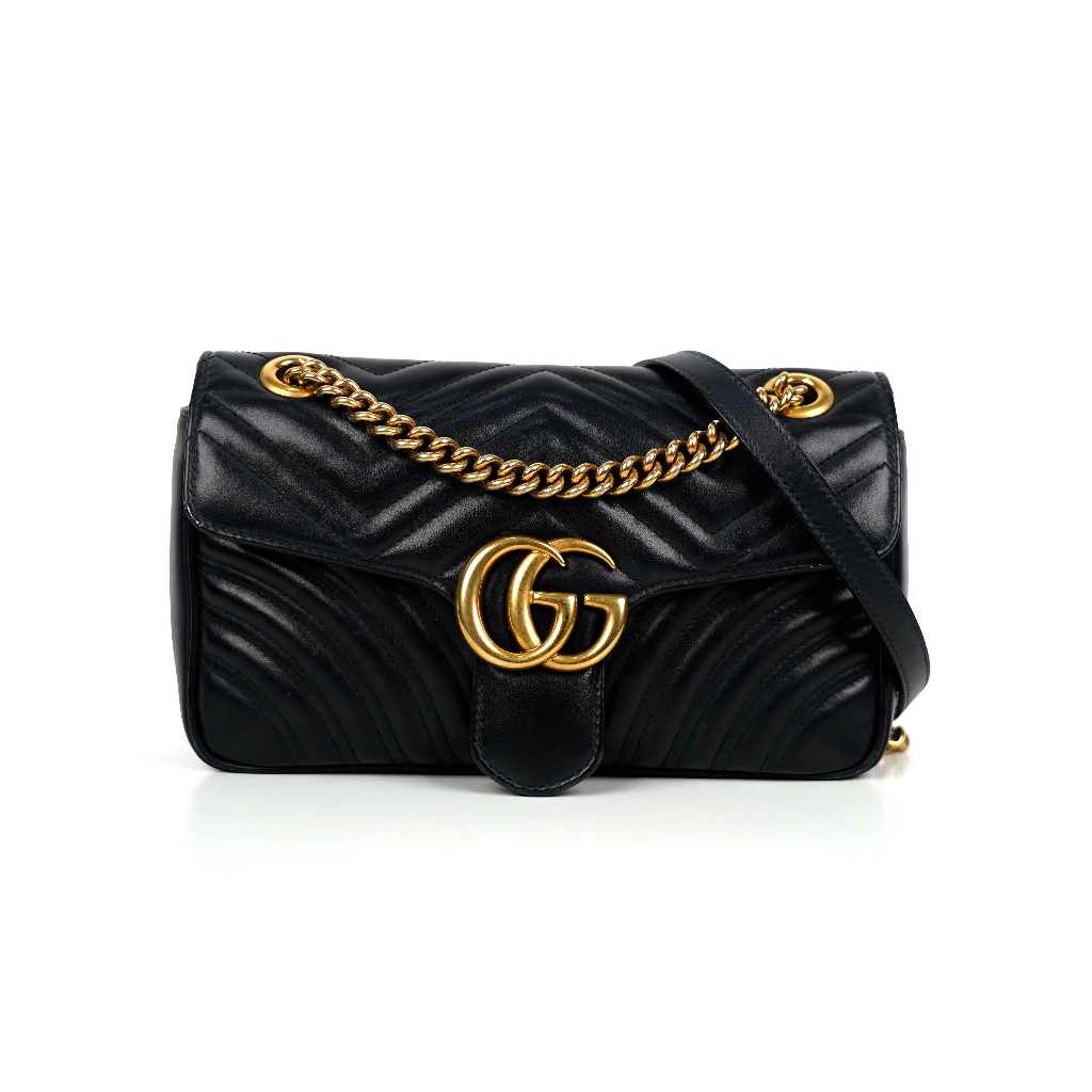 กระเป๋า Gucci Marmont 26 GG small matelassé shoulder bag Fullset