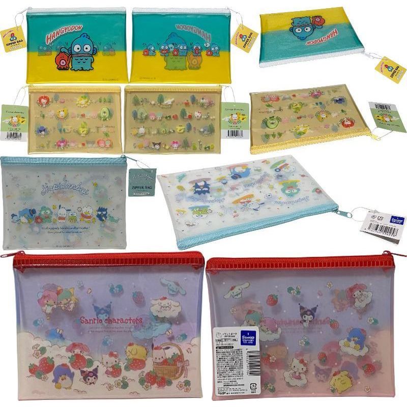 【Direct from Japan】Sanrio Accessories Cosmetic Multipurpose Flat Vinyl Pouch Zipper Case Bag 18.5-20cm × 13.5-15cm (Kuromi, My Melody & Kuromi, Hangyodon, Hapidanbui, Sanrio Characters)