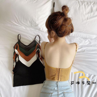 CB-651 เสื้อสายเดี่ยวตะขอหลัง เอวลอย เว้าหลัง ดีไซน์เก๋ ครอปโชว์หลัง crop top fashion