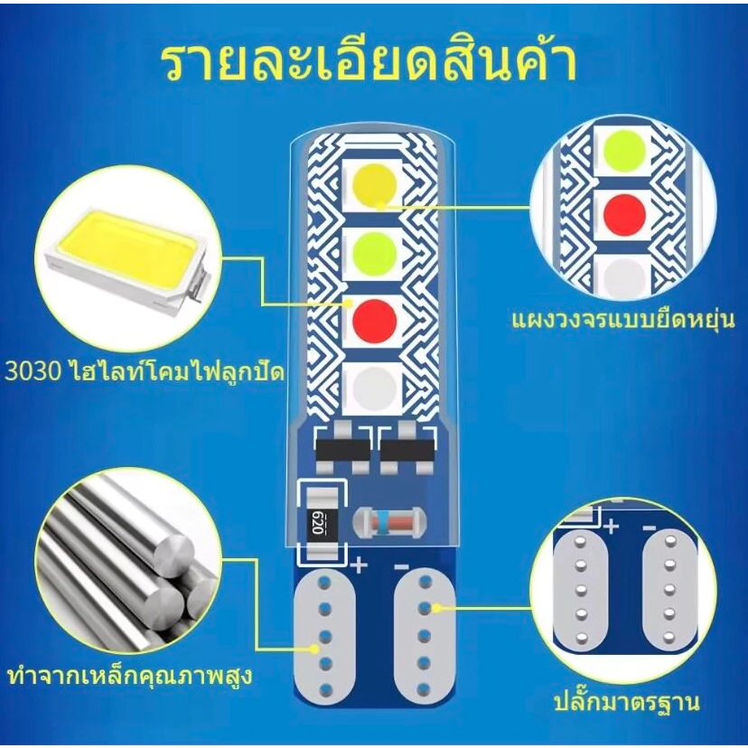 ไฟหรี่หน้า T10 แบบกระพริบ RGBW thumbnail 4