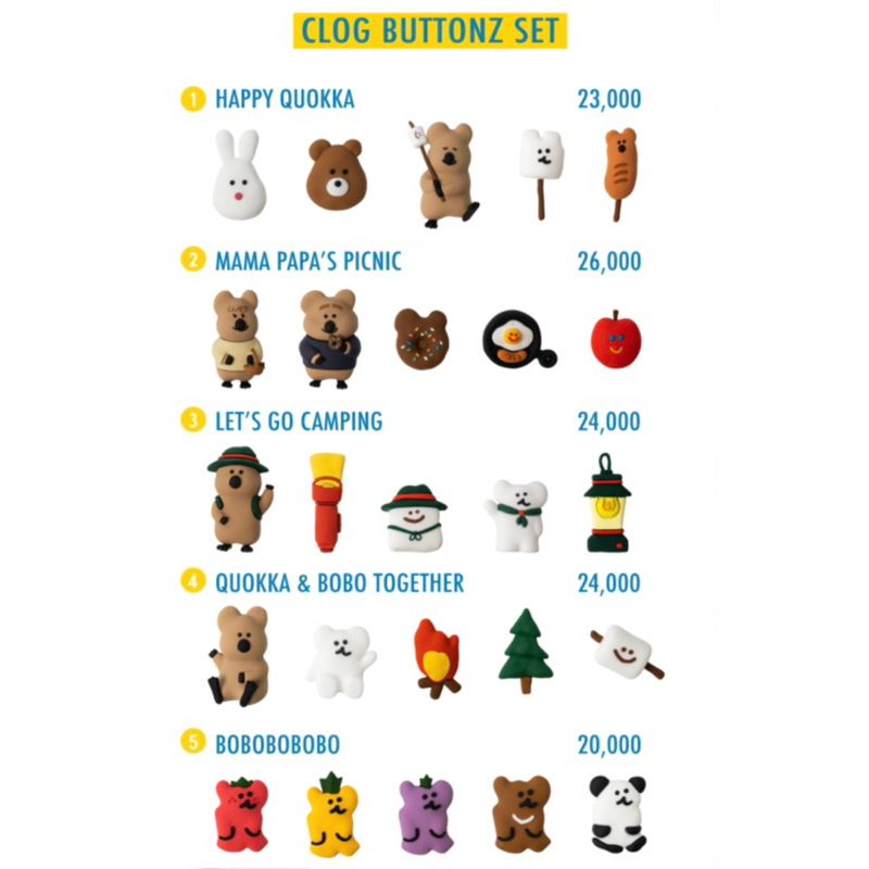 [Pre-order] dinotaeng ʕ·ᴥ·ʔ — Clog Buttonz Set ตัวติดรองเท้า