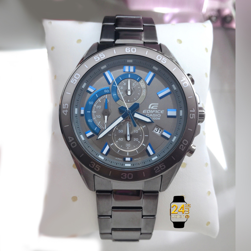 ยู้ฮูว Edifice หล่อตะลึงมาก นาฬิกาผู้ชาย Casioแท้ สายสแตนเลสสีเทา คาสิโอ นาฬิกาข้อมือ นาฬิกาแท้ มีประกัน