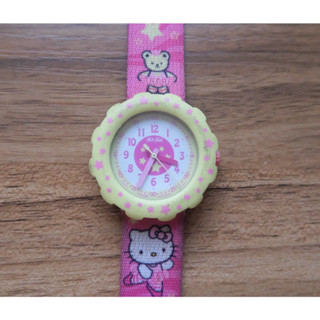 นาฬิกาเด็ก Flik Flak Watch Hello Kitty Size 32mm สีชมพูโรสโกลด์ มือสอง ของแท้