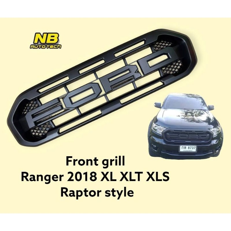 กระจังหน้า Ranger 2018 XLT ลาย Raptor Logo สีดำ