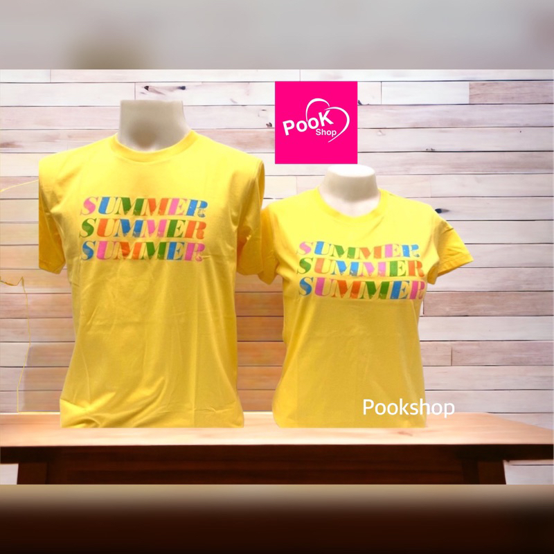 เสื้อคู่  คอกลม  สีเหลืองสดใส   Summerสดใส By เป่ายิ้งฉุบแท้100% ราคา ถูกที่สุด ดีลบีเคเค แกลเลอรีภาพที่ 2