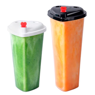 แก้วทรง หัวใจ【1แถว25ใบ】 เนื้อPPใส พร้อมฝาปิดมีจุกหัวใจ เป็นแก้วทรงสูง มีขนาด 16oz500ml.22oz700ml.