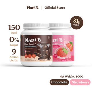 Plant B โปรตีน Plant Based สตรอว์เบอร์รี่ + ช็อคโกแลต 800G แคลอรี่ต่ำ เสริมสร้างกล้ามเนื้อ คีโต ไม่มีแลคโตส ไม่มีน้ำตาล