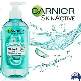 Garnier SkinActive Hyaluronic Aloe Gel Cleanser 200ml ผลิตภัณฑ์ทำความสะอาดผิวหน้ากระจ่างใสแลดูอ่อนกว่าวัยสูตรพิเศษ