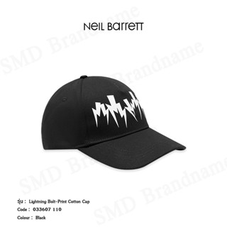 Neil Barrett หมวก รุ่น Lightning Bolt-Print Cotton Cap Code: 033607 110