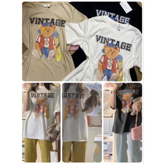 เสื้อยืดลายเท็ดดี้แบ็คแพ็ค VINTAGE 🧸ป้าย its me basic