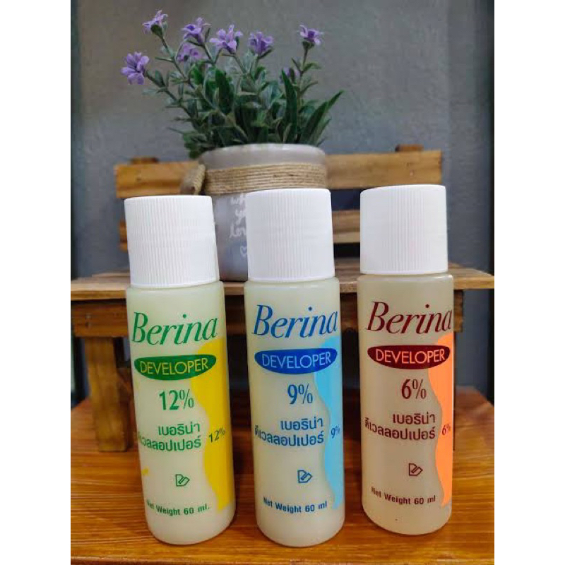 *ส่งเร็วมาก* Berina Developer ไฮโดรเจน เบอรีน่า 60 ml ใช้โกรกสีผม ทำไฮไลท์ ทำความสะอาดคราบฝังแน่น ได้