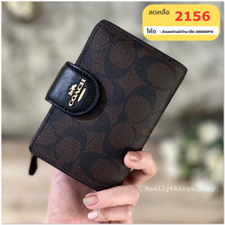 {แท้💯%📮พร้อมส่ง+ส่งฟรี} กระเป๋าสตางค์ 2 พับ C. Signature Medium Corner Zip Wallet