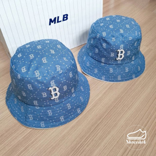 ของแท้ 💯% MLB Denim Dia Monogram Bucket Hat หมวกปีกสียีนส์ ป้ายแท็กเกาหลี  🇰🇷