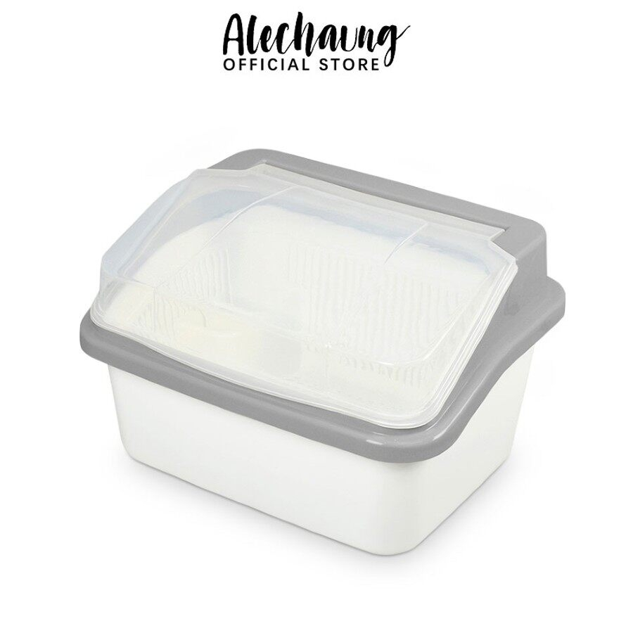 Alechaung ชั้นคว่ำจานมีฝาปิด ที่คว่ำจานพลาสติกมีฝาปิด ใส่จานได้มากกว่า15ใบ มีช่องใส่ช้อนส้อม ใช้ได้ทั้งแบบมีฝาและถอดฝา