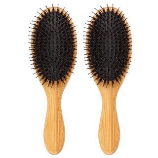 แปรงหวีขนหมูป่า Board Bristle Brush หวีขนหมูป่าบำรุงเส้นผม นวดศีรษะ สีไม้ธรรมชาติ เหมาะกับทุกสภาพผม