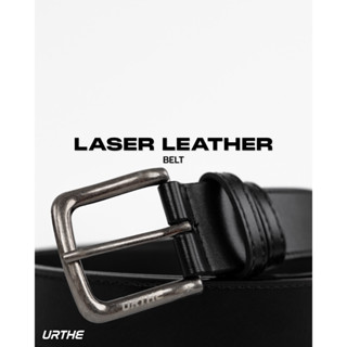 URTHE - เข็มขัดหนังเทียม ดีเทลโลโก้ที่หัวเข็มขัด รุ่น LASER LEATHER BELT