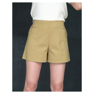 YNO Shorts with pocket detail / back zipper กางเกงขาสั้นตกแต่งกระเป๋าและซิปซ่อนด้านหลัง ผ้าดับ 26069