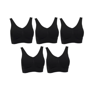 Wacoal Surprise Seamless Bra เซ็ต 5 ชิ้น เสื้อชั้นใน ทอไร้ตะเข็บ แบบสวมหัว รุ่น WH9C24 สีดำ (BL)