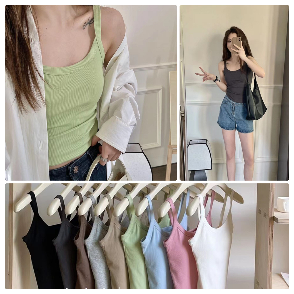 6604 เสื้อสายเดี่ยวพร้อมแผ่นรองหน้าอก ผ้านิ่มใส่สบาย