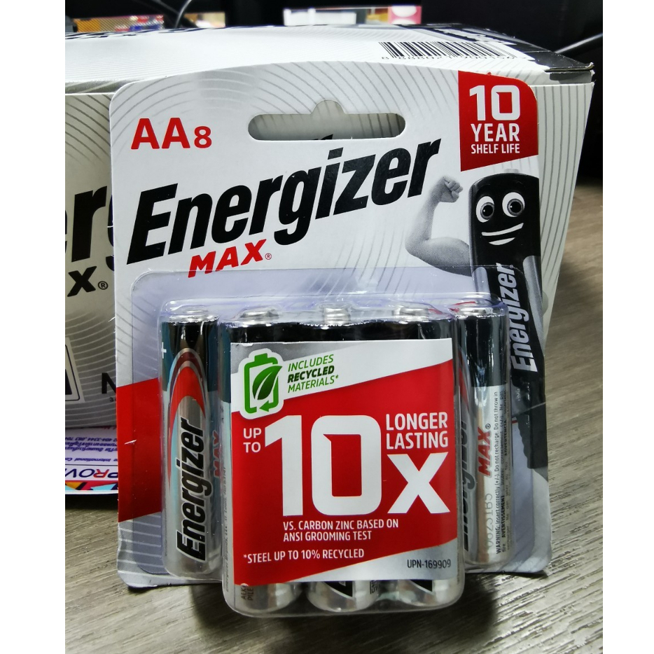 Energizer Max E91 ถ่านอัลคาไลน์ - AA / LR6 / AAA (แพ็ค8ก้อน) เอ็นเนอร์ไจเซอร์แม็กซ์ EXP.12-2034