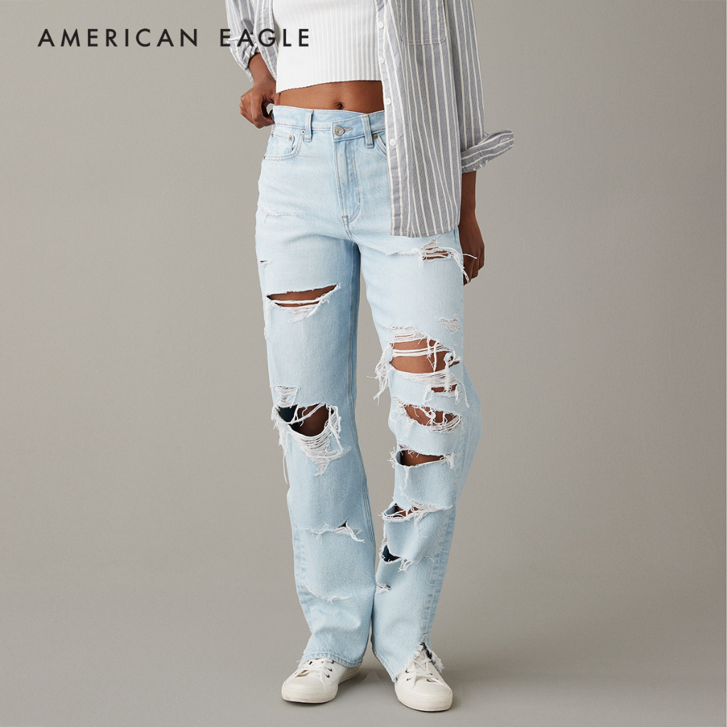 American Eagle Super High-Waisted Baggy Straight Jean กางเกง ยีนส์ ผู้หญิง แบ็กกี้ สเตรท เอวสูง (WBG WSV 043-4587-508)