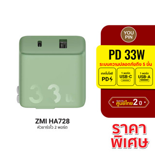 [ราคาพิเศษ] ZMI HA728 Adapter 33W หัวชาร์จ 2 พอร์ต ชาร์จไว อุปกรณ์ใช้สำหรับ iPhone -2Y