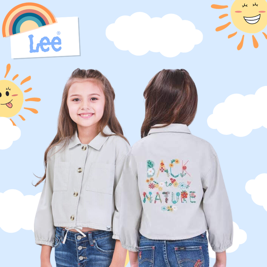 LEE KIDS แท้ 100% เสื้อแจ๊คเก็ต เด็กผู้หญิง OVERSIZE FIT รุ่น LK K1028502 สีเบจ ราคา 2090.-