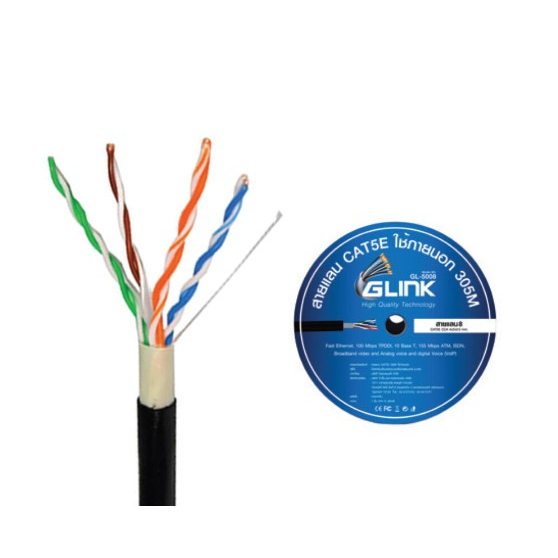 สาย LAN Outdoor แบ่งขาย Glink GL-5008 CAT5E Double Jacket Cable