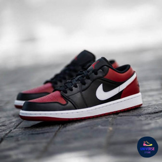 [ของแท้ ส่งฟรี จากไทย] AIR JORDAN 1 LOW "BLACK/GYM RED-WHITE"