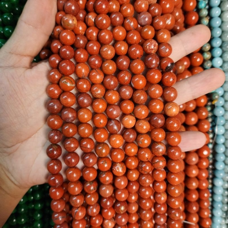 เรดแจสเปอร์3A Red Jasper หินแท้ธรรมชาติหินเส้นยาวขายส่ง ความยาวประมาณ38cm หินมงคล หินนำโชค