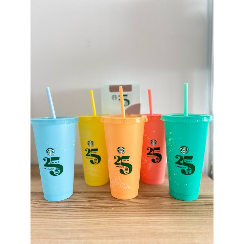 แก้วน้ำเปลี่ยนสีตามอุณหภูมิ (25 ปี Starbucks) ขนาด 24Oz. - COLOR CHANGING REUSABLE COLD CUPS