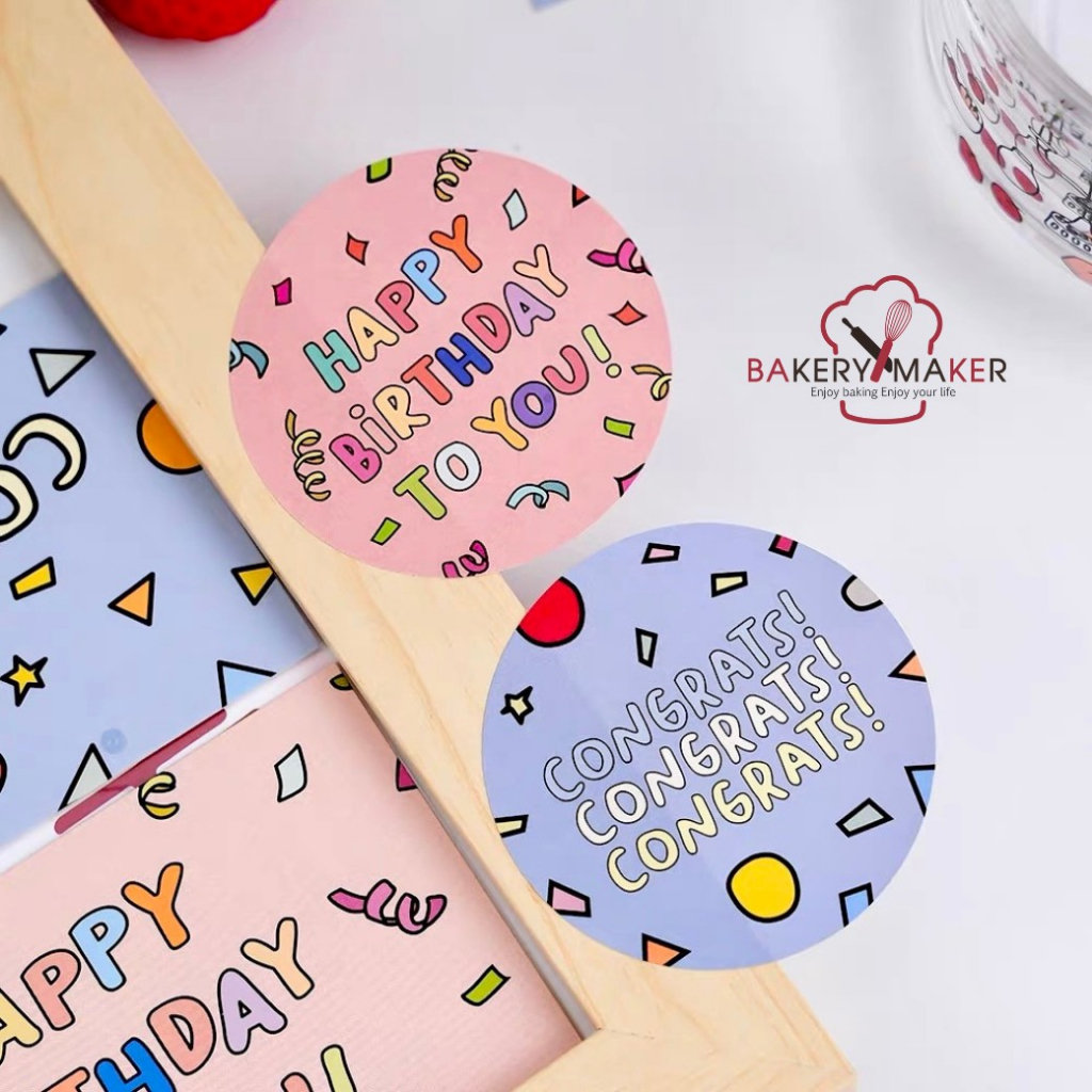 สติกเกอร์ Happy Birthday / Congrats 24 ดวง Sticker วันเกิด