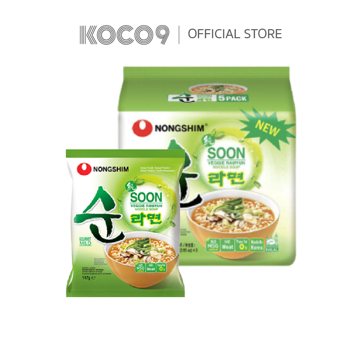 Nongshim Soon Veggie Ramyun นงชิม บะหมี่กึ่งสำเร็จรูป ซุน เวจจี ราเมียน รสผัก